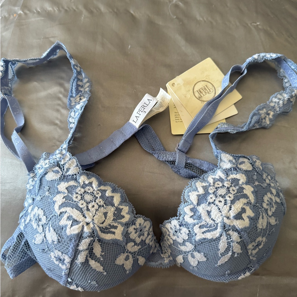 La Perla % Authentic Sexy Blue And White Lace Bra -Nwt -Size 3 A -Made In Italy
